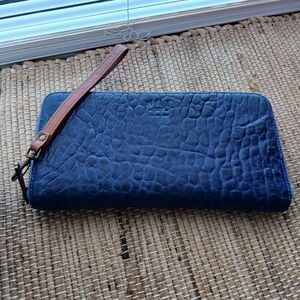 Will Leather Goods Blue Card Holder Wallet Clutch/Wristlet